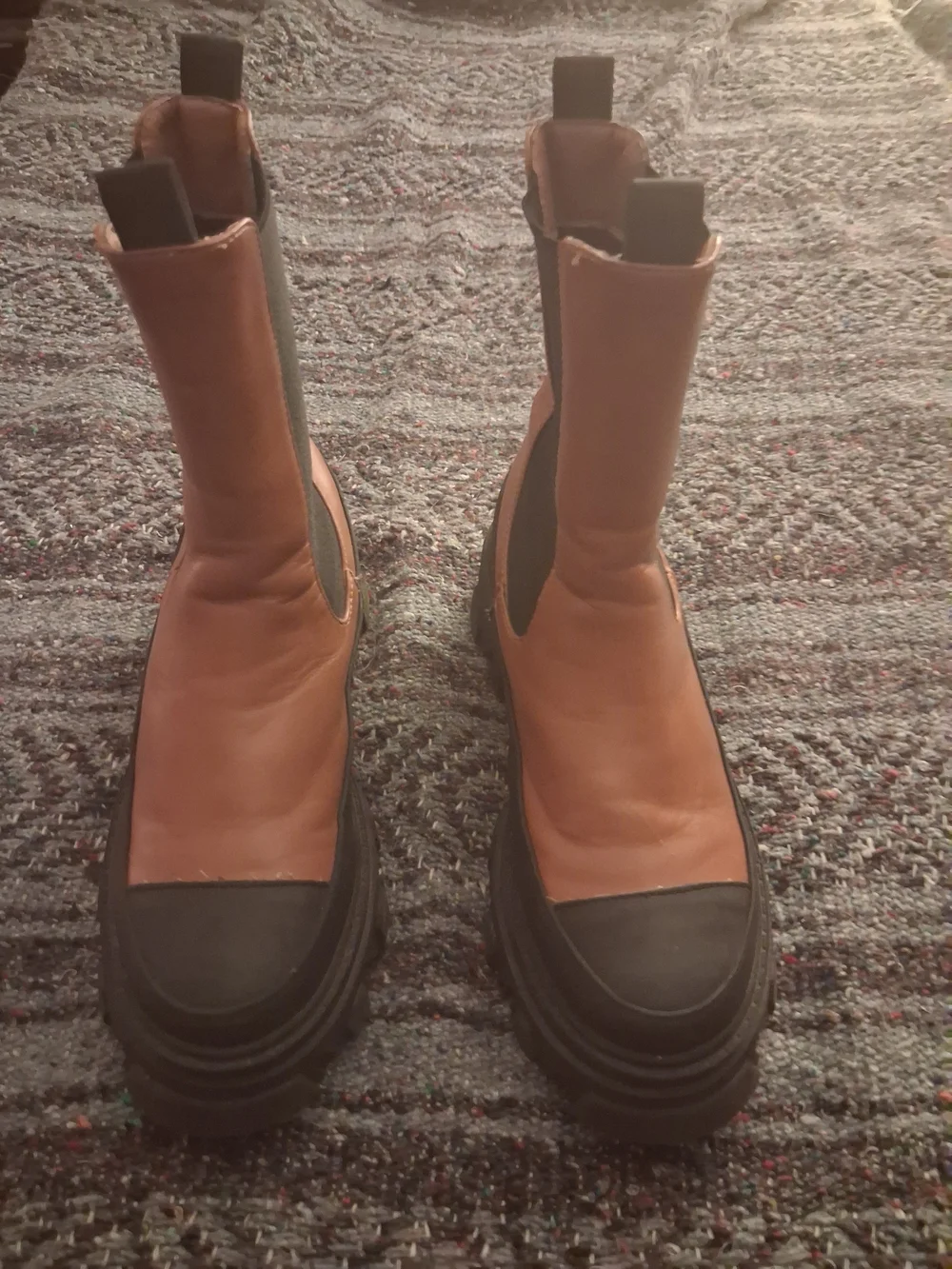 Brown Leather Chelsea Lug Boots - Very Soft.